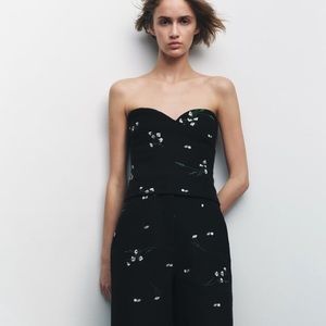 Zara Embroidered Textured Bustier